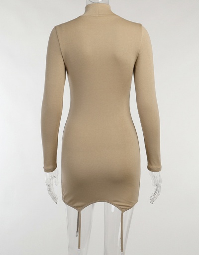 Replica Charming Solid Turtle Neck Fitted Dress Turtle/High Neck Long Sleeve For Women #792942 $33.40 USD for Wholesale