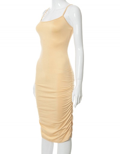 Replica Solid Sexy Backless Ruched Camisole Dresses Scoop Neck Sleeveless For Women #792947 $22.20 USD for Wholesale