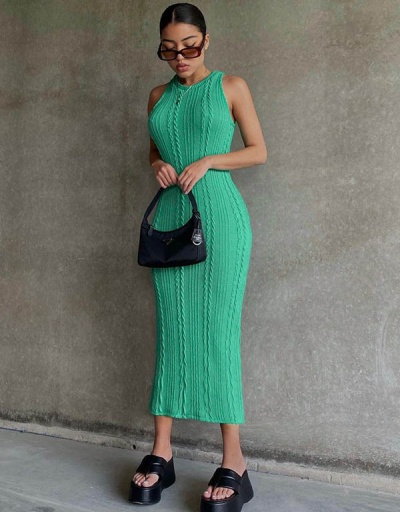 Fashion Knitting Maxi Dress Crew Neck Sleeveless For Women #792960 $25.82 USD, Wholesale Fashion Maxi Dresses