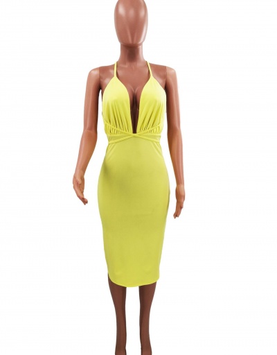 Replica Deep Backless Bodycon Midi Dress V Neck Sleeveless For Women #792962 $28.33 USD for Wholesale