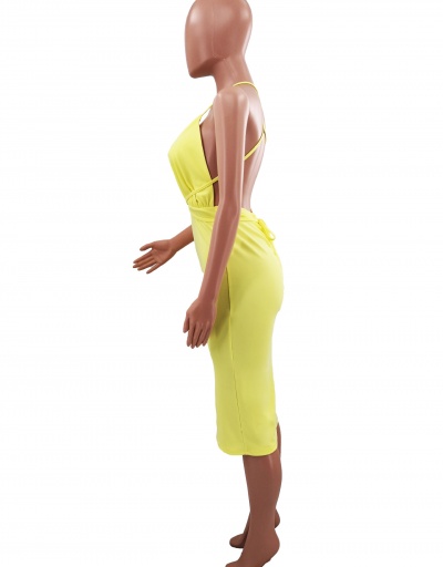 Replica Deep Backless Bodycon Midi Dress V Neck Sleeveless For Women #792962 $28.33 USD for Wholesale