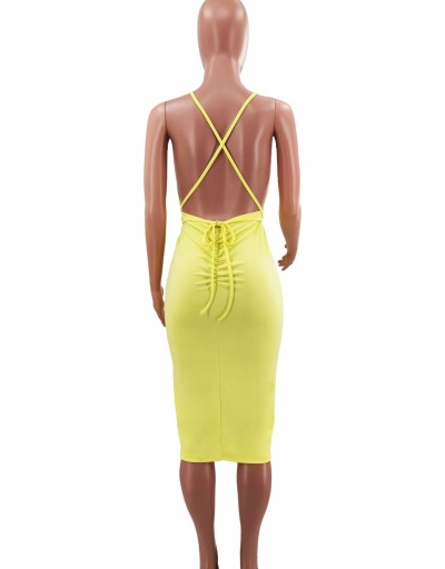 Replica Deep Backless Bodycon Midi Dress V Neck Sleeveless For Women #792962 $28.33 USD for Wholesale