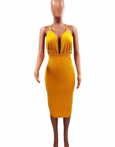 Replica Deep Backless Bodycon Midi Dress V Neck Sleeveless For Women #792962 $28.33 USD for Wholesale