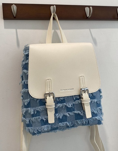 Replica Fashion Contrast Color Simple Denim Backpacks For Women #792971 $37.80 USD for Wholesale