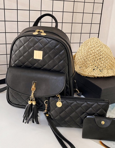 Replica Travel Fashion Rhombus Lattice Backpack Sets Bag For Women #792986 $39.00 USD for Wholesale