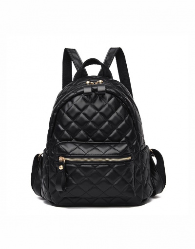 Replica Travel Rhombus Lattice Solid Zipper Soft Backpack For Unisex #792988 $35.99 USD for Wholesale