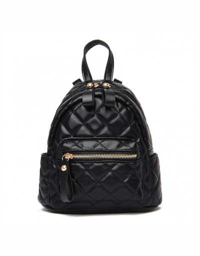 Replica Travel Rhombus Lattice Solid Zipper Soft Backpack For Unisex #792988 $35.99 USD for Wholesale