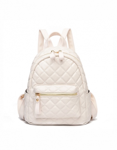 Replica Travel Rhombus Lattice Solid Zipper Soft Backpack For Unisex #792988 $35.99 USD for Wholesale