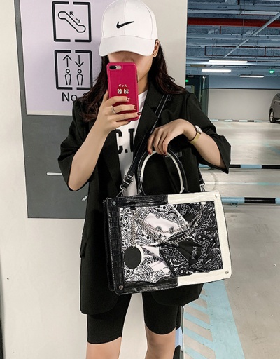 Replica Fashion Patchwork Contrast Color Black Tote Shoulder Bag For Women #793001 $48.52 USD for Wholesale