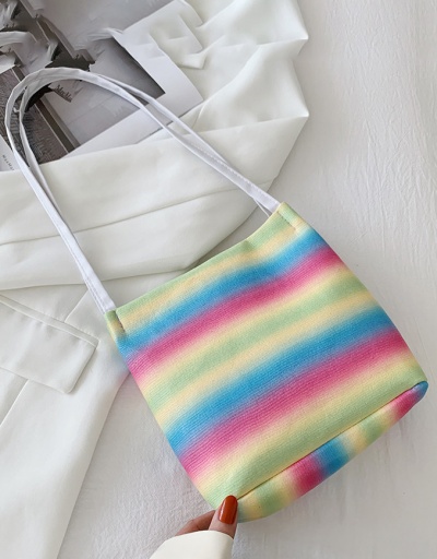 Replica Casual Striped Colorful Hasp Canvas Shoulder Tote Bag For Women #793016 $12.08 USD for Wholesale