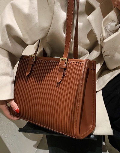 Replica Vintage Solid Contrast Color Ruched Zipper Tote Bag For Women #793030 $35.48 USD for Wholesale