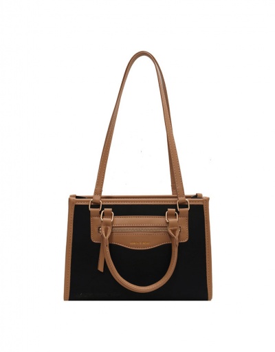 Replica Contrast Color Vintage Zipper Shoulder Tote Bag Shoulder Bag Hand Bag For Women #793047 $37.50 USD for Wholesale