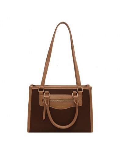 Replica Contrast Color Vintage Zipper Shoulder Tote Bag Shoulder Bag Hand Bag For Women #793047 $37.50 USD for Wholesale