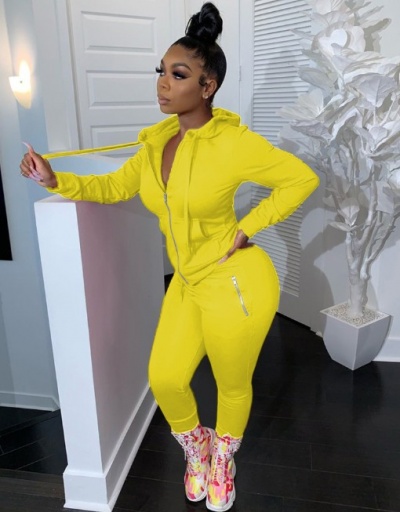 Replica Pure Color Pockets Zipper Up Hooded Tracksuit Set Hooded Collar Long Sleeve #793064 $37.47 USD for Wholesale