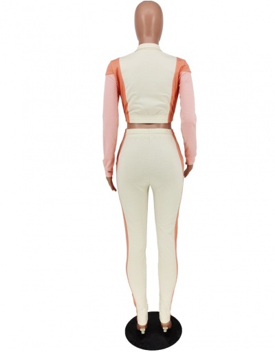 Replica Zipper Up Contrast Color Tracksuit Set Stand Collar Long Sleeve #793065 $42.81 USD for Wholesale