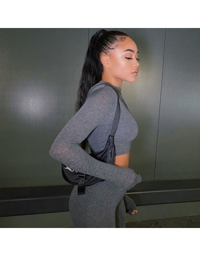 Replica Solid Bodycon s Workout Outfits Mock Neck Long Sleeve #793073 $23.45 USD for Wholesale