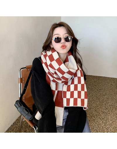 Large chessboard scarf cashmere warm knitting collar For Women #793090 $60.00 USD, Wholesale Fashion Scarves