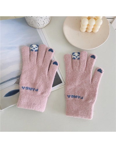 Cute little panda student plus velvet cold five finger touch screen plush gloves For Women #793121 $40.00 USD, Wholesale Fashion Gloves