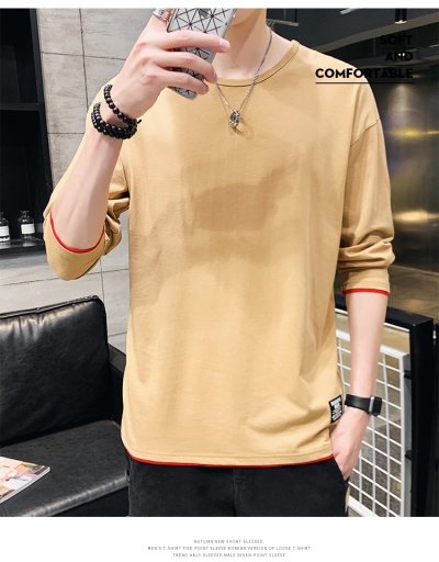 New solid color male T-shirt colored sleeves Crew Neck For Men #793129 $36.00 USD, Wholesale Fashion T-Shirts