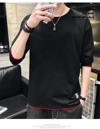 New solid color male T-shirt colored sleeves Crew Neck For Men #793130 $36.00 USD, Wholesale Fashion T-Shirts