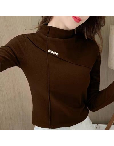 Double-faced convering bottoming shirt female new half high collar T-shirt Stand Collar Long Sleeve For Women #793135 $48.00 USD, Wholesale Fashion T-Shirts