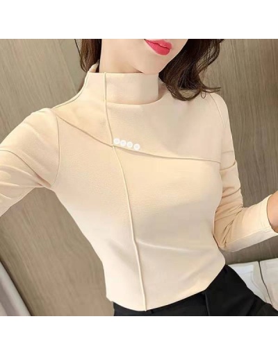 Double-faced convering bottoming shirt female new half high collar T-shirt Stand Collar Long Sleeve For Women #793136 $48.00 USD, Wholesale Fashion T-Shirts