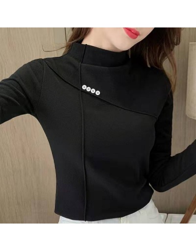 Double-faced convering bottoming shirt female new half high collar T-shirt Stand Collar Long Sleeve For Women #793138 $48.00 USD, Wholesale Fashion T-Shirts