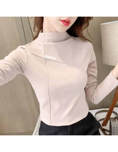 Double-faced convering bottoming shirt female new half high collar T-shirt Stand Collar Long Sleeve For Women #793139 $48.00 USD, Wholesale Fashion T-Shirts