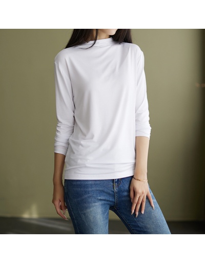 Double-faced convering bottoming shirt female new half high collar T-shirt Crew Neck Long Sleeve For Women #793140 $27.00 USD, Wholesale Fashion T-Shirts