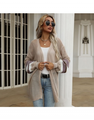  New Knitting Loose Contrast Color Women Coat Long Sleeve V Neck #793172 $39.03 USD, Wholesale Fashion Outerwear