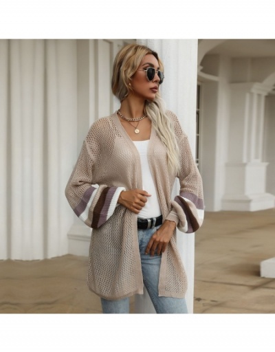 Replica  New Knitting Loose Contrast Color Women Coat Long Sleeve V Neck #793172 $39.03 USD for Wholesale