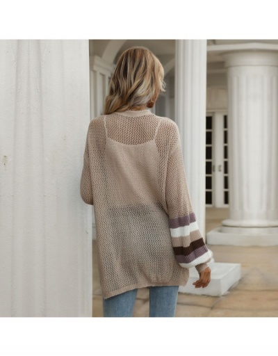 Replica  New Knitting Loose Contrast Color Women Coat Long Sleeve V Neck #793172 $39.03 USD for Wholesale