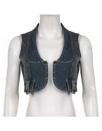 Replica Sexy Hottie Denim Sleeveless Jackets Sleeveless Turndown Collar #793177 $23.92 USD for Wholesale