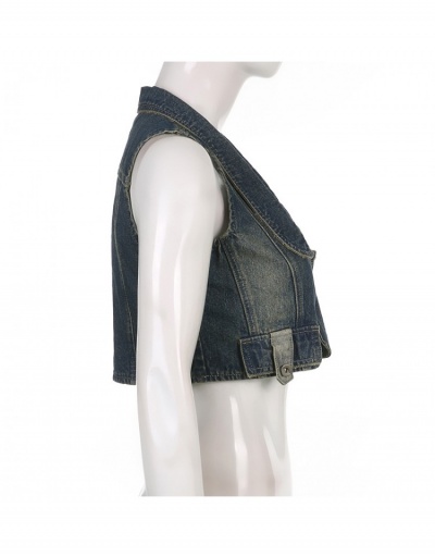 Replica Sexy Hottie Denim Sleeveless Jackets Sleeveless Turndown Collar #793177 $23.92 USD for Wholesale