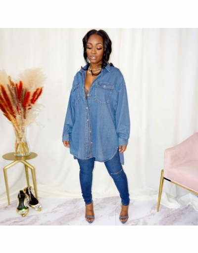 Women's Pure Color Long Sleeve Denim Jackets Long Sleeve Turndown Collar #793179 $35.49 USD, Wholesale Fashion Outerwear