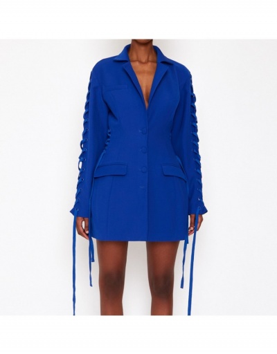 Trendy Blue Lapel Long Sleeve Blazers Long Sleeve Lapel #793192 $84.81 USD, Wholesale Fashion Outerwear