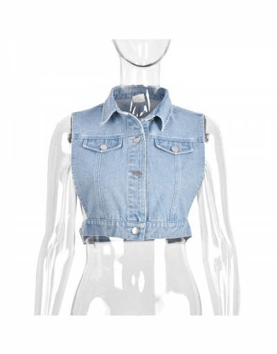 Replica  Sexy Fashion Hollowed-out Denim Jacket For Women Sleeveless Turndown Collar #793206 $32.03 USD for Wholesale