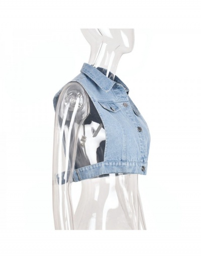 Replica  Sexy Fashion Hollowed-out Denim Jacket For Women Sleeveless Turndown Collar #793206 $32.03 USD for Wholesale