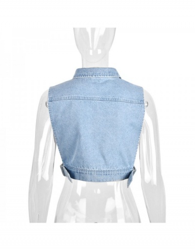 Replica  Sexy Fashion Hollowed-out Denim Jacket For Women Sleeveless Turndown Collar #793206 $32.03 USD for Wholesale