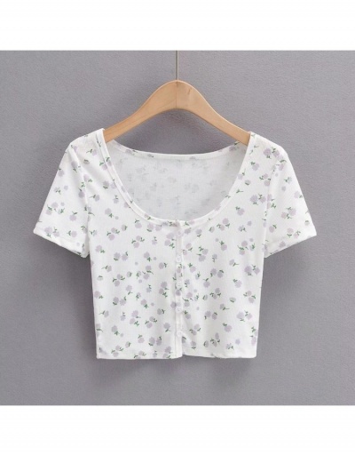 Women Casual Floral Cropped T-shirts  Short Sleeve Scoop Neck #793209 $20.28 USD, Wholesale Fashion Outerwear