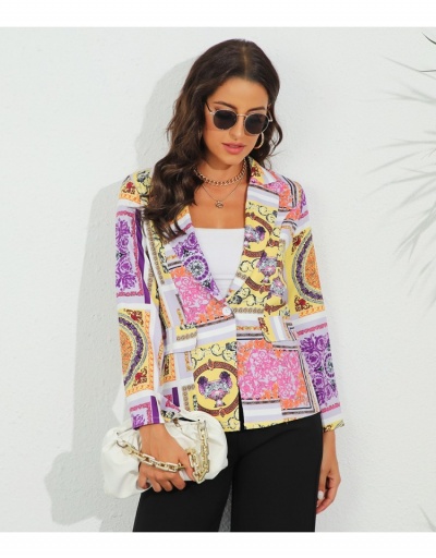 Replica  Printing Lapel Small Suit Jacket For Women Long Sleeve Lapel #793214 $28.15 USD for Wholesale