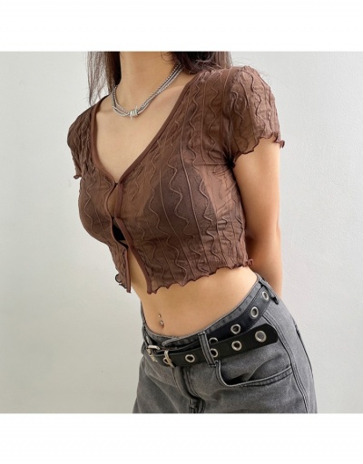 Replica Sexy Hollowed Out Stringy Slelvedge Women's Cardigan Short Sleeve V Neck #793216 $14.04 USD for Wholesale