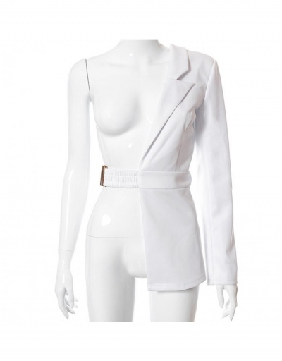 Replica  Pure Color Unilateral Lapel Belt Women's Blazer Long Sleeve Lapel #793222 $33.89 USD for Wholesale