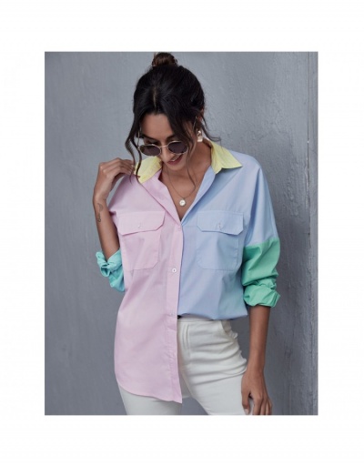 Replica Leisure Style Colorblock Patchwork Women's Cardigan Long Sleeve Turndown Collar #793223 $21.65 USD for Wholesale