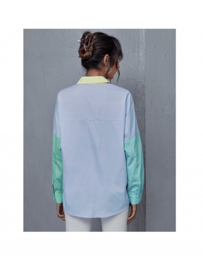 Replica Leisure Style Colorblock Patchwork Women's Cardigan Long Sleeve Turndown Collar #793223 $21.65 USD for Wholesale