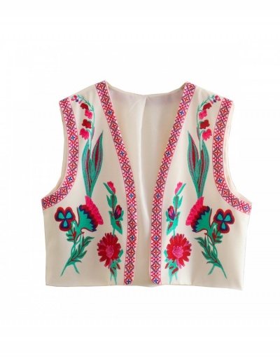 Replica Flower Pattern Vest Sleeveless Outerwear Tops Sleeveless #793226 $28.53 USD for Wholesale