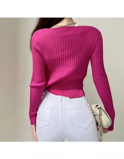 Replica  Pure Color V-Neck Long Sleeve Cardigan Long Sleeve V Neck #793233 $29.84 USD for Wholesale