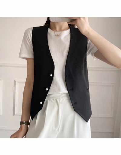 Replica  Women's Black Faux Pearl Short Vest Sleeveless V Neck #793234 $38.04 USD for Wholesale