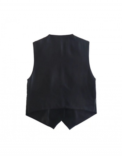 Replica  Women's Black Faux Pearl Short Vest Sleeveless V Neck #793234 $38.04 USD for Wholesale