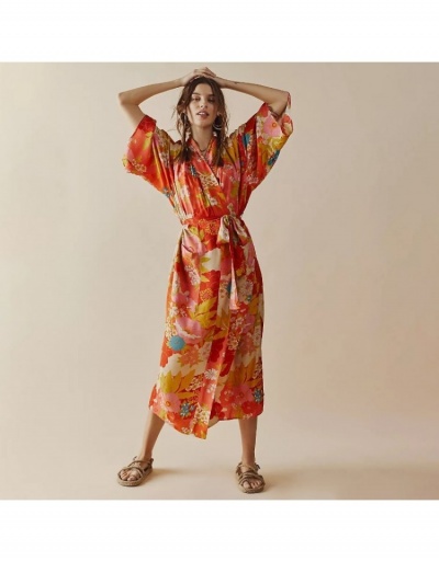 Summer Fashion Women Chiffon Floral Bandage Long Coats  Long Sleeve #793236 $41.55 USD, Wholesale Fashion Outerwear